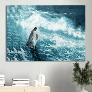 Jesus Walking on Water Landscape Poster: Christian Wall Art Home Decor Gift