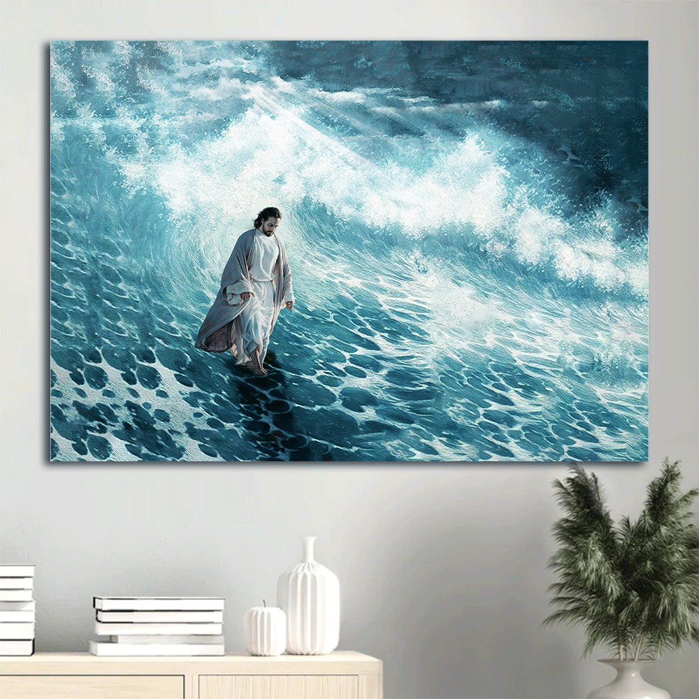Jesus Walking on Water Landscape Poster: Christian Wall Art Home Decor Gift Jesus Walking on Water Landscape Poster: Christian Wall Art Home Decor Gift