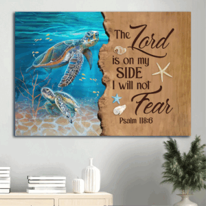 Jesus Sea Turtle Ocean Painting Poster Home Decor Gift for Christians - The Lord Is On My Side
