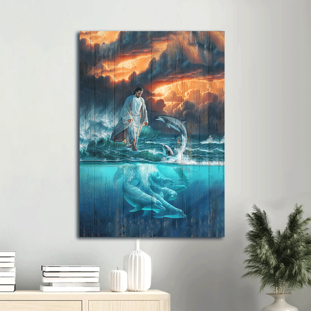 Jesus Walking on Water Portrait Poster – Beautiful Dolphin Christian Gift for Home Decor & Wall Art Jesus Walking on Water Portrait Poster – Beautiful Dolphin Christian Gift for Home Decor & Wall Art