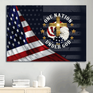 Jesus Landscape Poster Home Decor Gift - American Flag Eagle Cross - Perfect Christian Gift for Patriotic Home Decor