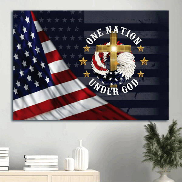 Jesus Landscape Poster Home Decor Gift – American Flag Eagle Cross – Perfect Christian Gift for Patriotic Home Decor