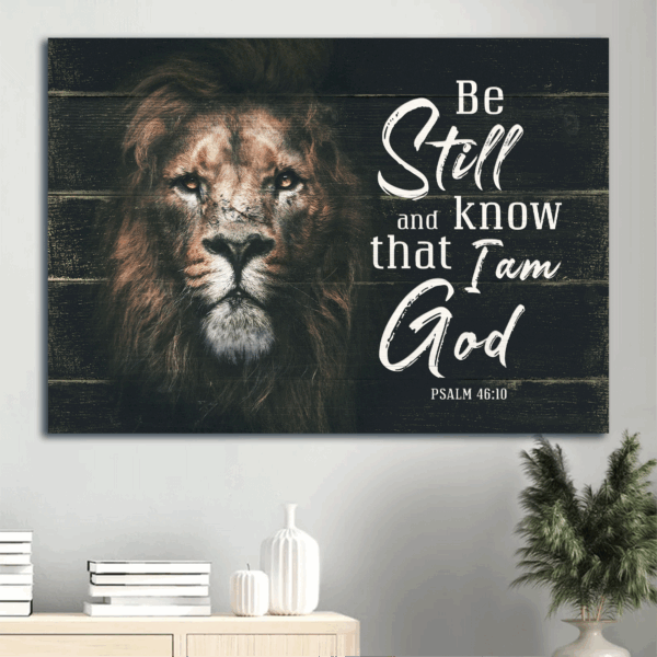 Jesus Lion Painting Poster Home Decor Gift – Be Still & Know God PSALM 46:10 – Christian Landscape Art
