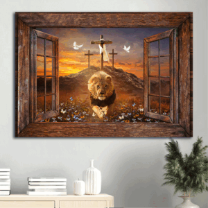 Jesus Lion of Judah Sunset Painting Poster - Christian Home Decor Gift
