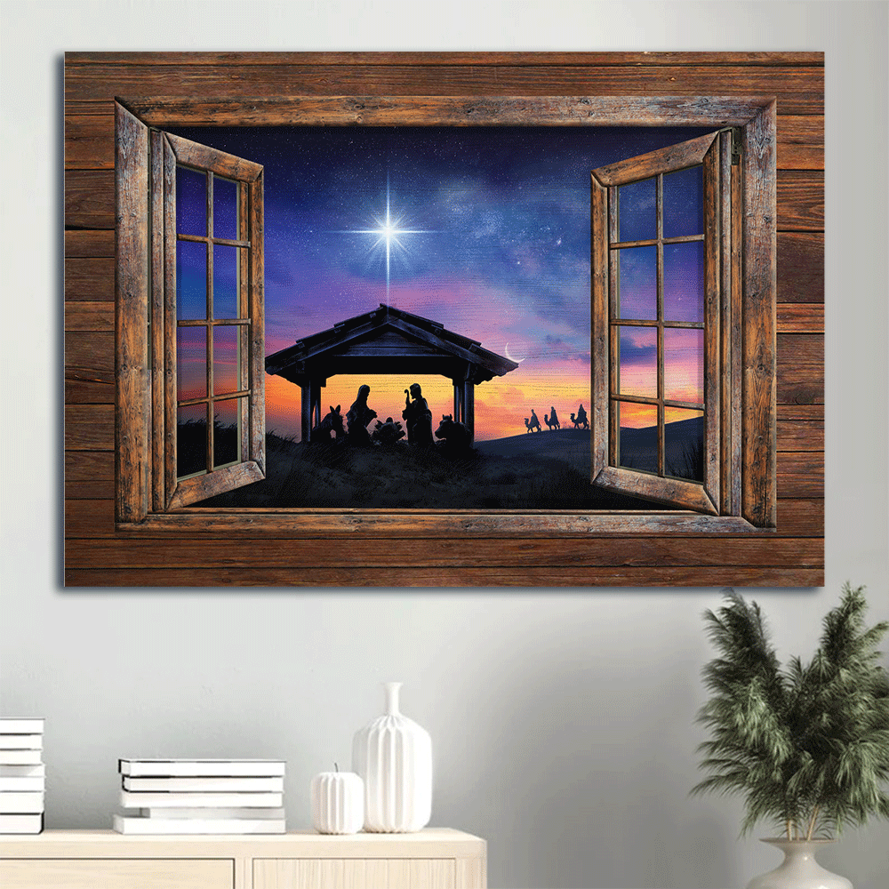 Jesus Landscape Poster: Christian Home Decor Gift – Painting Wooden Window Halo Night – Wall Art Prints Jesus Landscape Poster: Christian Home Decor Gift – Painting Wooden Window Halo Night – Wall Art Prints