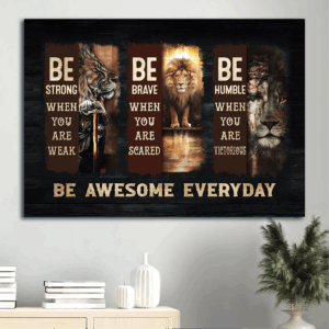 Jesus Lion of Judah Warrior Landscape Poster - Christian Home Decor Gift