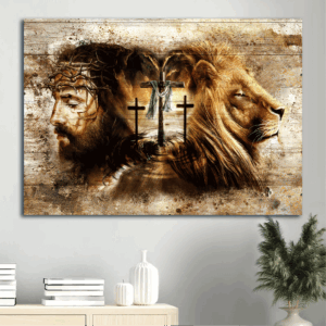 Jesus Lion of Judah Landscape Poster - Vintage Painting Decor Gift for Christians