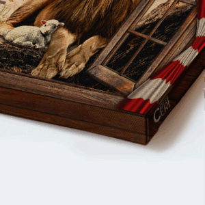 Christian Home Decor Gift - Jesus Lion of Judah & Lamb of God Poster with US Flag - Be Still and Know God Landscape Art 1