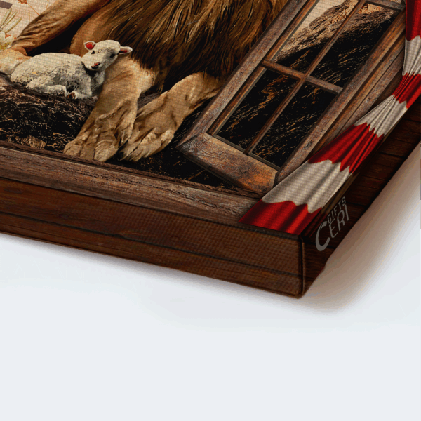 Christian Home Decor Gift – Jesus Lion of Judah & Lamb of God Poster with US Flag – Be Still and Know God Landscape Art