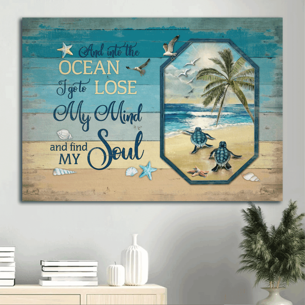 Jesus Landscape Turtle Ocean Poster Home Decor Gift – Find Your Soul in the Ocean