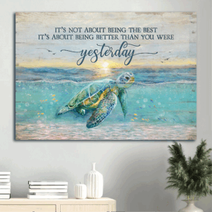 Christian Home Decor: Jesus & Turtle Ocean View Poster - Gift for Christians Inspiring Quote Poster