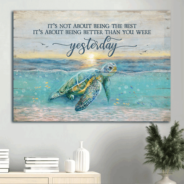 Christian Home Decor: Jesus & Turtle Ocean View Poster – Gift for Christians Inspiring Quote Poster
