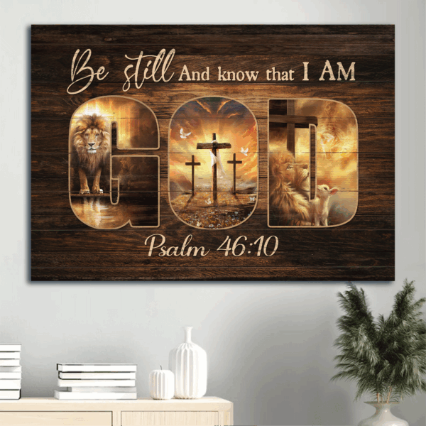 Jesus Lion of Judah & Be Still – Christian Landscape Poster Home Decor Gift
