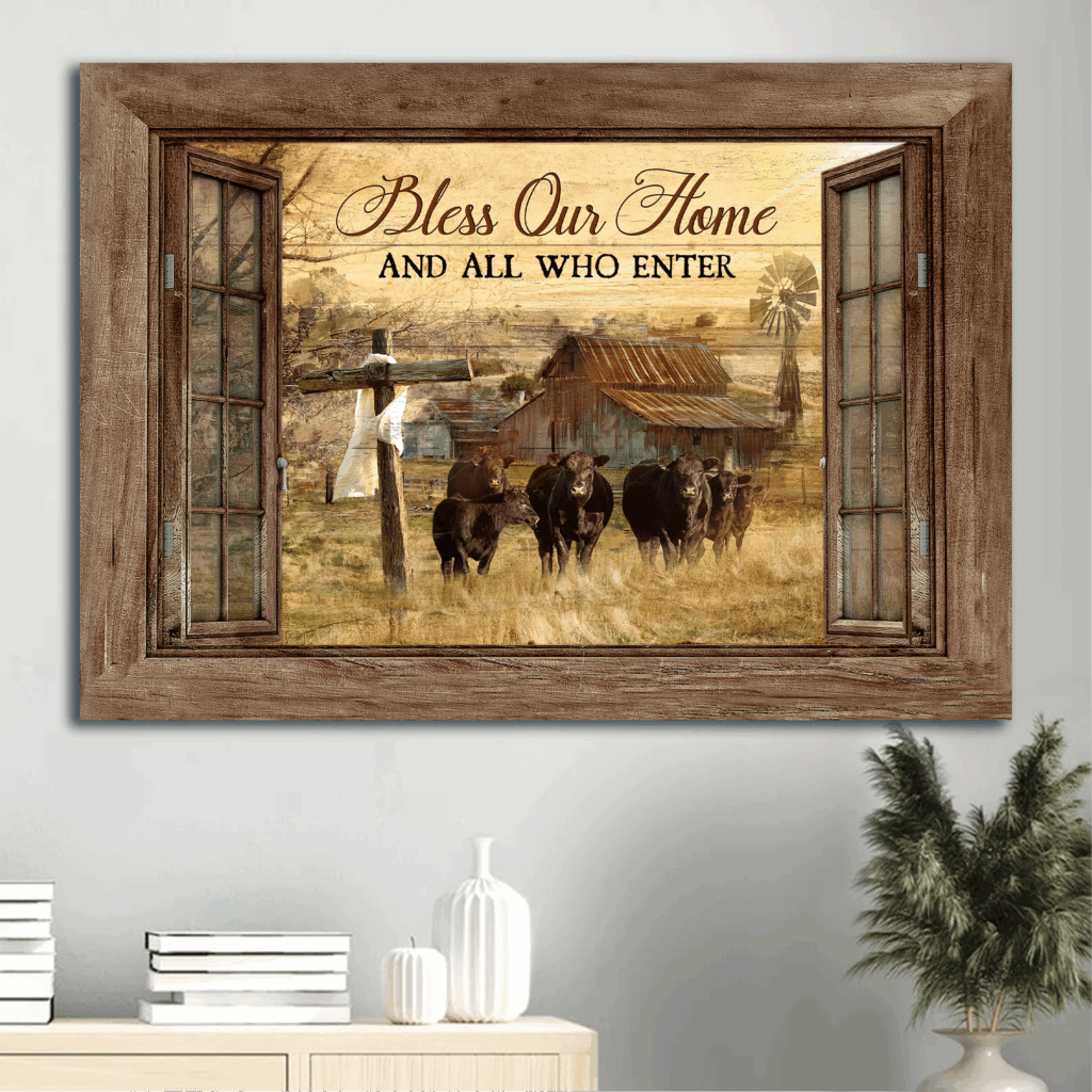 Jesus Landscape Poster – Tranquil Farm Cow Gift for Christian Home Decor – Blessings on Entryway – Wall Art Print Jesus Landscape Poster – Tranquil Farm Cow Gift for Christian Home Decor – Blessings on Entryway – Wall Art Print