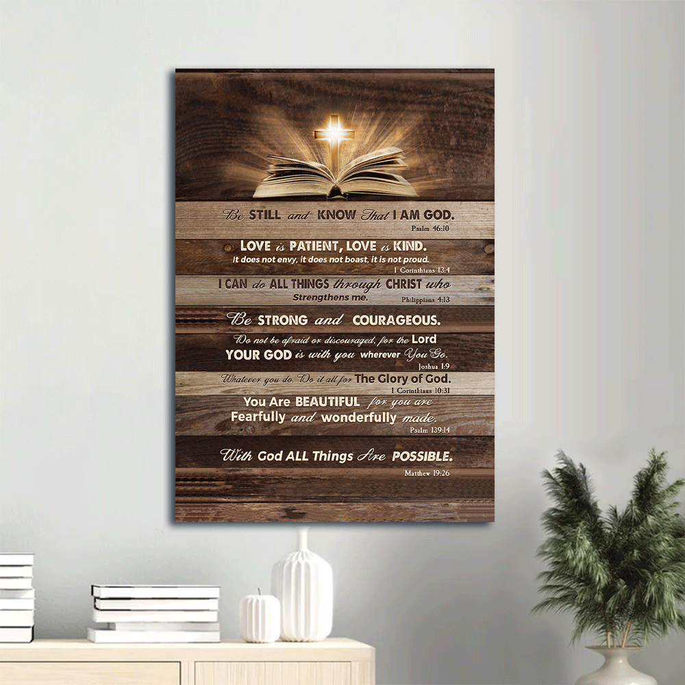Christian Home Decor Gift: Jesus Portrait Poster with Cross & Bible Verses – Be Still & Know – Wall Art Print Christian Home Decor Gift: Jesus Portrait Poster with Cross & Bible Verses – Be Still & Know – Wall Art Print