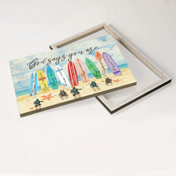 Jesus Landscape Turtle Beach Surfboard Poster Home Decor Gift for Christian – God Says You Are