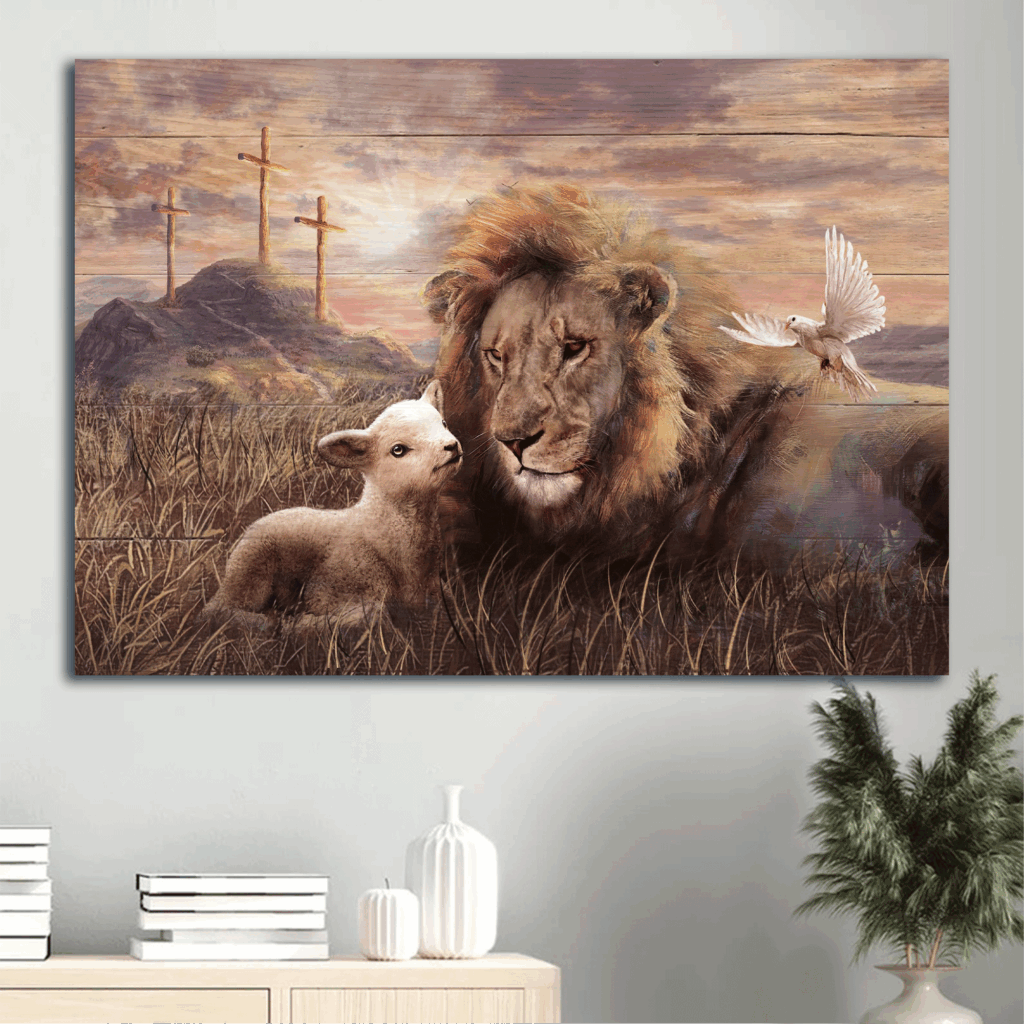 Jesus Landscape Poster Home Decor Gift – Meadow Lion of Judah Lambs of God Peaceful Day Jesus Landscape Poster Home Decor Gift – Meadow Lion of Judah Lambs of God Peaceful Day