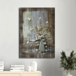 Vintage Jesus Portrait Poster Home Decor Gift - Christian Wall Art with Butterfly and Daisies