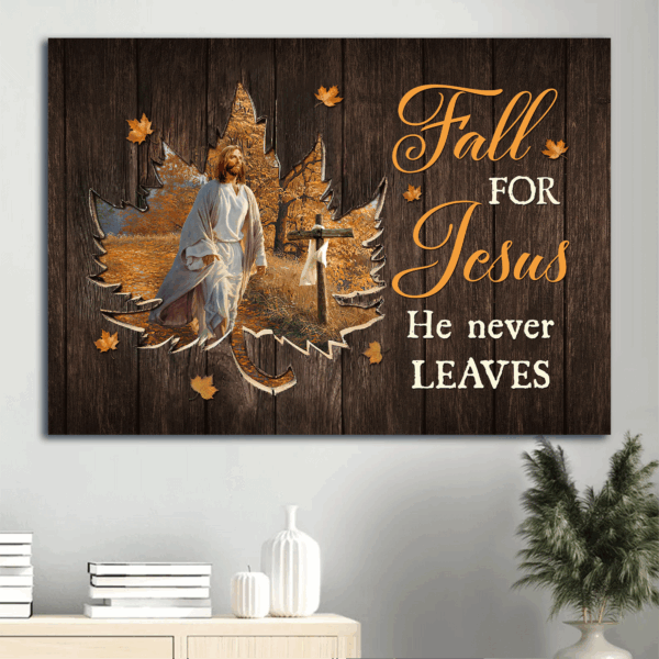 Maple Shape Autumn Forest Jesus Landscape Poster Home Decor Gift – Perfect Christian Fall Decor