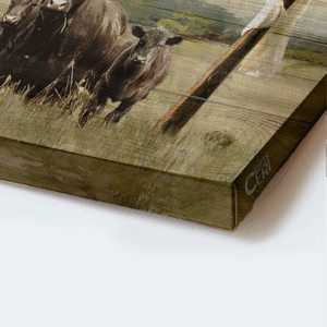 Tranquil Farm Jesus Landscape Poster Home Decor Gift for Christian - Aberdeen Angus Wooden Cross 1