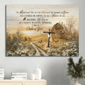 Jesus Landscape Poster Home Decor Gift - Beautiful Farm Old Cross Daisy Field - Christian Wall Art
