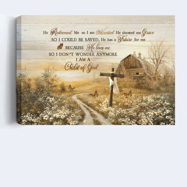 Jesus Landscape Poster Home Decor Gift – Beautiful Farm Old Cross Daisy Field – Christian Wall Art