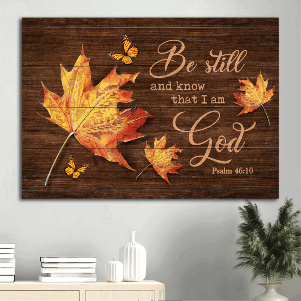 Christian Home Decor Gift: Jesus Maple Leaf Landscape Poster – Be Still and Know God