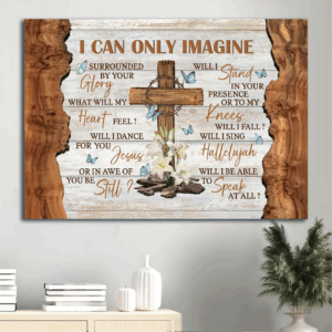 Christian Home Decor: Jesus Landscape Poster with Cross Lilies and Butterflies - Gift for Christian - Wall Art Prints