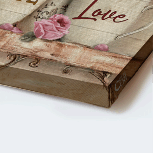 Christian Home Decor Gift: Jesus Landscape Poster with Cardinal Vintage Cup and Pink Rose - Faith Hope Love 1