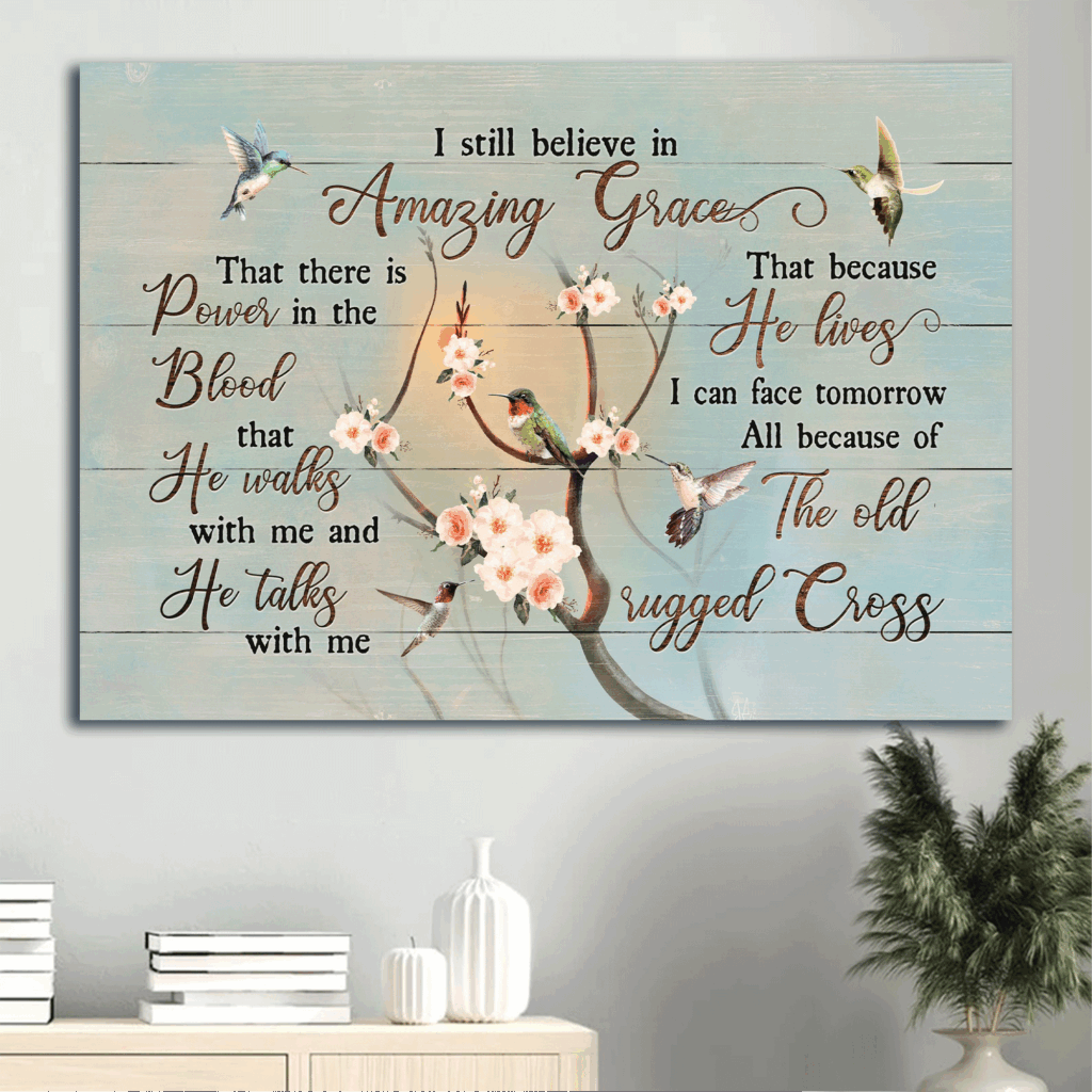Christian Jesus Landscape Poster Gift: Apricot Blossom Hummingbird Amazing Grace Wall Art Christian Jesus Landscape Poster Gift: Apricot Blossom Hummingbird Amazing Grace Wall Art