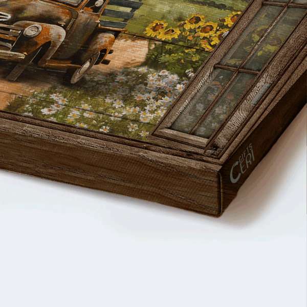 Jesus Landscape Poster Home Decor Gift – Truck Flower Field Window Frame – Gift For Christian – Choose Joy Wall Art