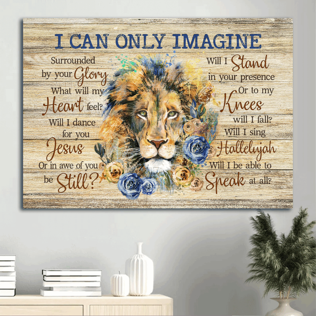 Christian Home Decor Gift – Lion & Flower Jesus Landscape Poster – Blue & Yellow Rose Christian Home Decor Gift – Lion & Flower Jesus Landscape Poster – Blue & Yellow Rose