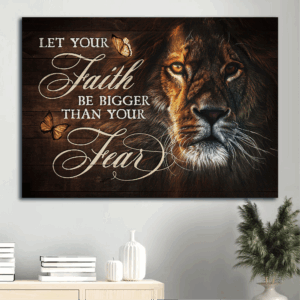 Christian Home Decor Gift - Jesus Lion & Butterfly Landscape Poster - Let Your Faith Shine