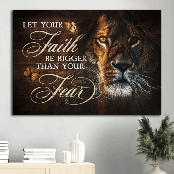 Christian Home Decor Gift – Jesus Lion & Butterfly Landscape Poster – Let Your Faith Shine