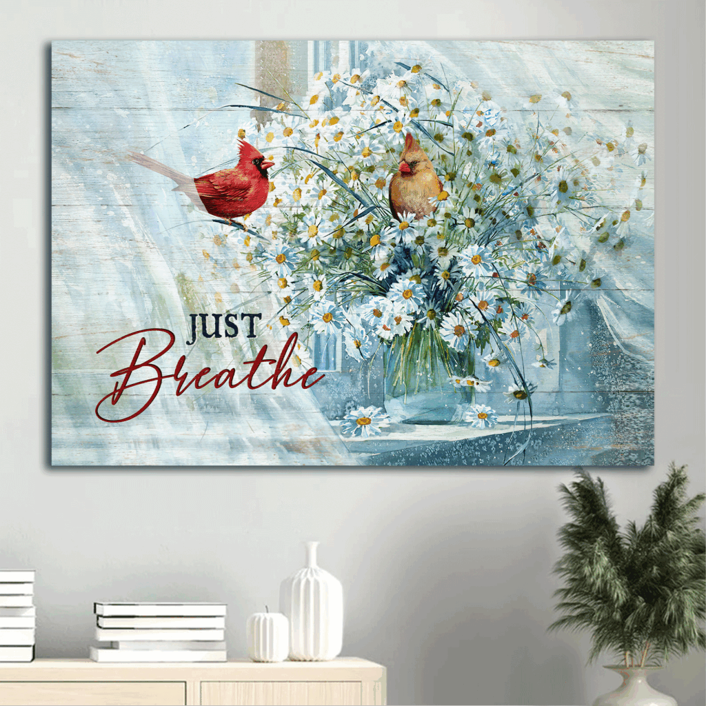 Jesus Landscape Poster – Vibrant Cardinal & Daisy Vase Home Decor Gift for Christian Jesus Landscape Poster – Vibrant Cardinal & Daisy Vase Home Decor Gift for Christian