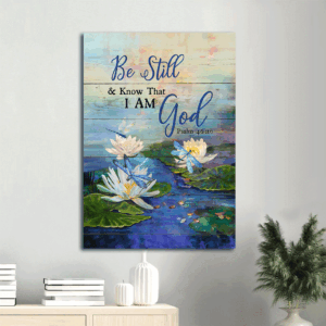 Jesus Portrait Poster Home Decor Gift - Lotus Dragonfly Christian Wall Art - Be Still and Know God - Prints