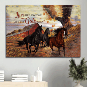 Jesus Landscape Poster Home Decor Gift - Stunning Horse Farm Autumn Season - Christian Gift - Wall Art Prints