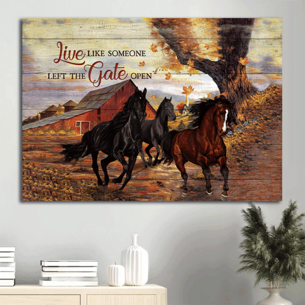 Jesus Landscape Poster Home Decor Gift – Stunning Horse Farm Autumn Season – Christian Gift – Wall Art Prints