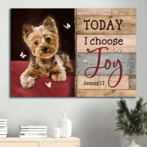Jesus & White Butterfly Landscape Poster - Gift for Dog Lover & Christian - Today I Choose Joy Home Decor