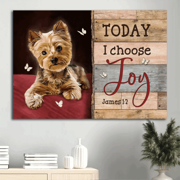 Jesus & White Butterfly Landscape Poster – Gift for Dog Lover & Christian – Today I Choose Joy Home Decor