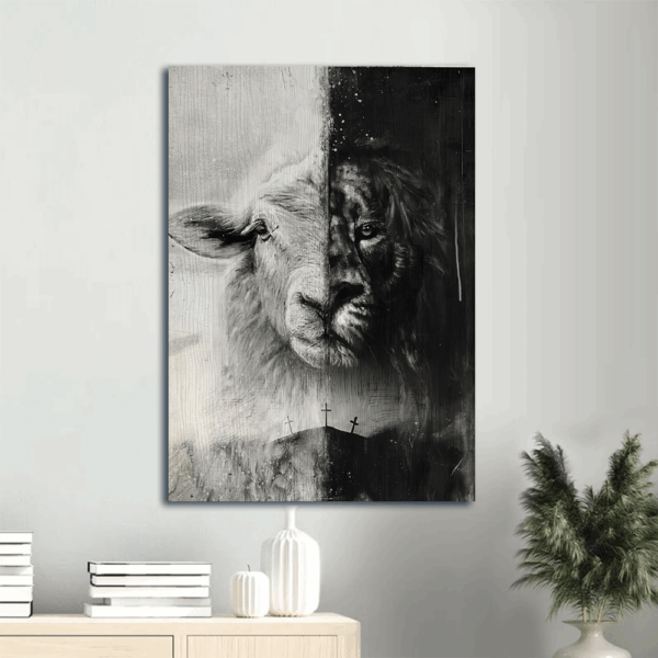 Jesus Portrait Poster: Lion of Judah & Lamb of God Home Decor Gift for Christians – Unique Wall Art Print