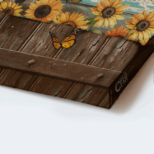 Jesus Landscape Poster Home Decor Gift - Christian Sunflower & Butterfly Art 1
