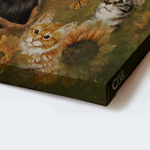 Jesus Landscape Poster: Christian Home Decor with Cats Sunflowers Monarch Butterfly