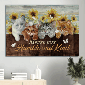 Jesus Cat & Sunflower Landscape Poster - Christian Home Decor Gift
