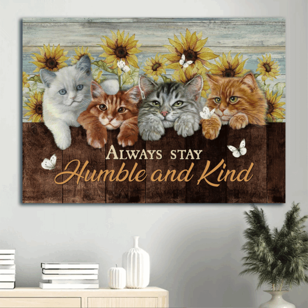 Jesus Cat & Sunflower Landscape Poster – Christian Home Decor Gift