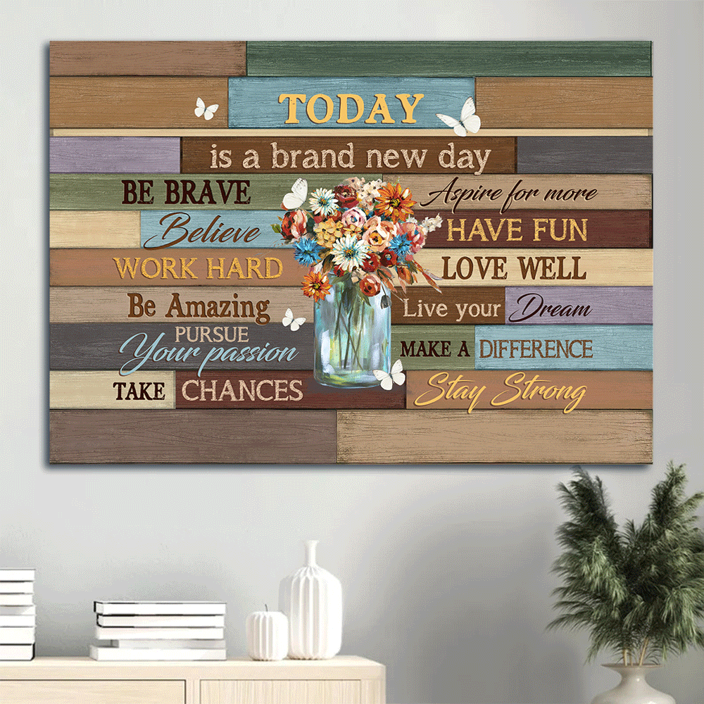 Jesus Landscape Poster: Flower & White Butterfly Home Decor Gift for Christian – Today is a Brand New Day Wall Art Jesus Landscape Poster: Flower & White Butterfly Home Decor Gift for Christian – Today is a Brand New Day Wall Art
