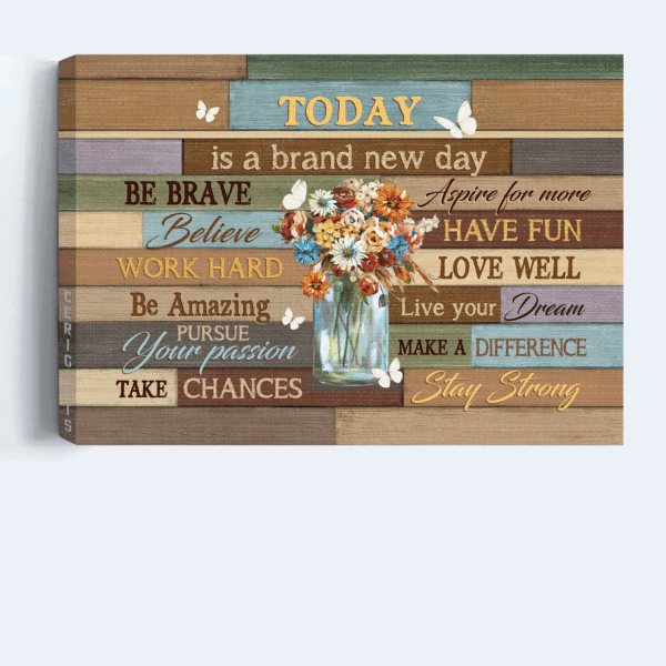 Jesus Landscape Poster: Flower & White Butterfly Home Decor Gift for Christian – Today is a Brand New Day Wall Art
