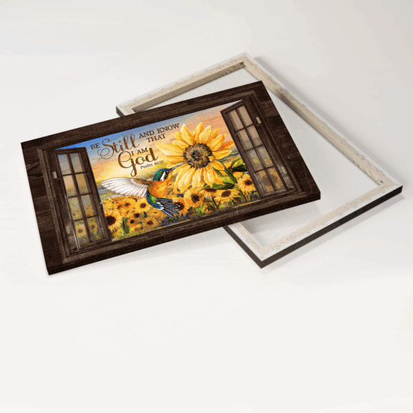 Jesus Landscape Poster Home Decor Gift – Hummingbird & Sunflower Field – Christian Wall Art