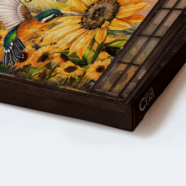Jesus Landscape Poster Home Decor Gift – Hummingbird & Sunflower Field – Christian Wall Art