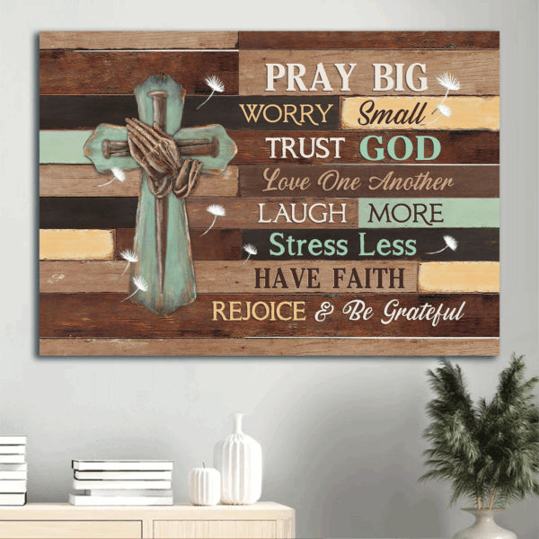 Christian Landscape Poster – Praying Hands Trust God Wall Art Gift for Home Decor